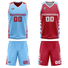 Custom Light Blue White Reversible Basketball Suit for Adults and Kids Personalized Jersey