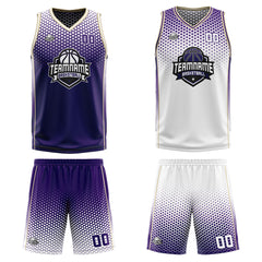 Custom Purple White Reversible Basketball Suit for Adults and Kids Personalized Jersey