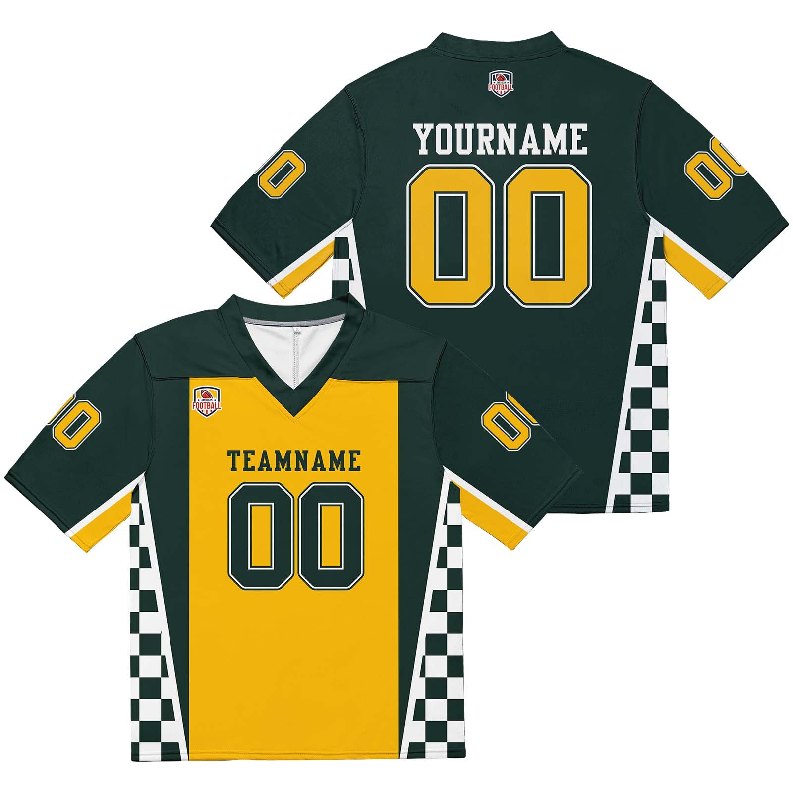Custom Football Jersey Shirt Personalized Stitched Printed Team Name Number Green & Yellow