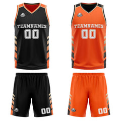 Custom Black Orange Gold Reversible Basketball Suit for Adults and Kids Personalized Jersey