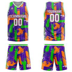Custom Geometry Purple Orange Basketball Jersey Uniform Suit Printed Your Logo Name Number