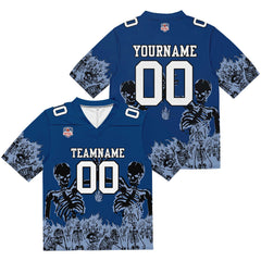 Custom Football Jersey Shirt Personalized Stitched Printed Team Name Number Blue