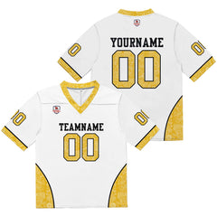Custom Football Jersey Shirt Personalized Stitched Printed Team Name Number White&Yellow