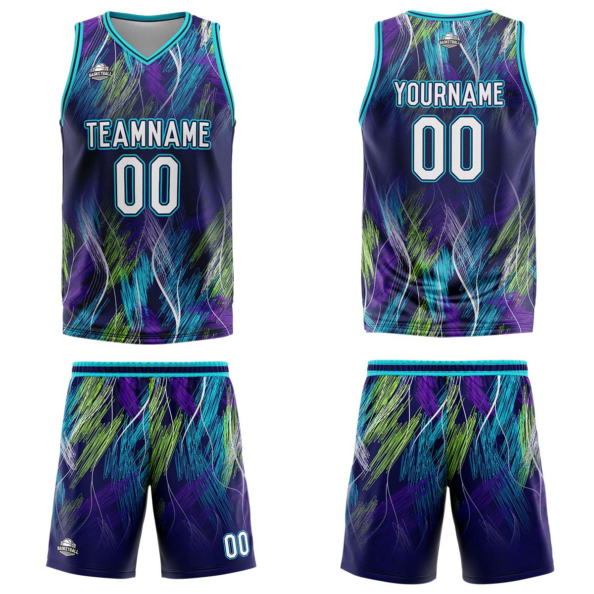 Custom Line Purple Light Blue Basketball Jersey Uniform Suit Printed Your Logo Name Number
