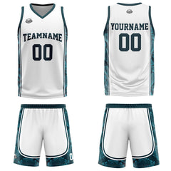 Custom White Dark Green Basketball Jersey Uniform Suit Printed Your Logo Name Number