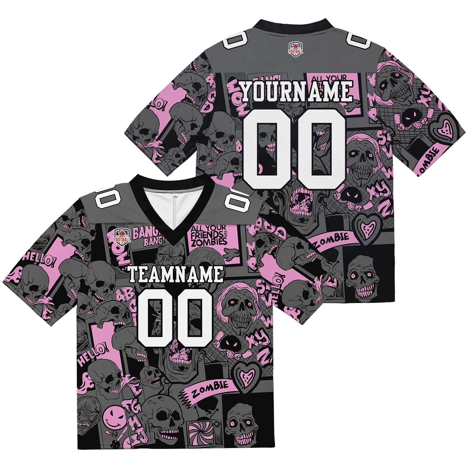 Custom Football Jersey Shirt Personalized Stitched Printed Team Name Number Light Pink