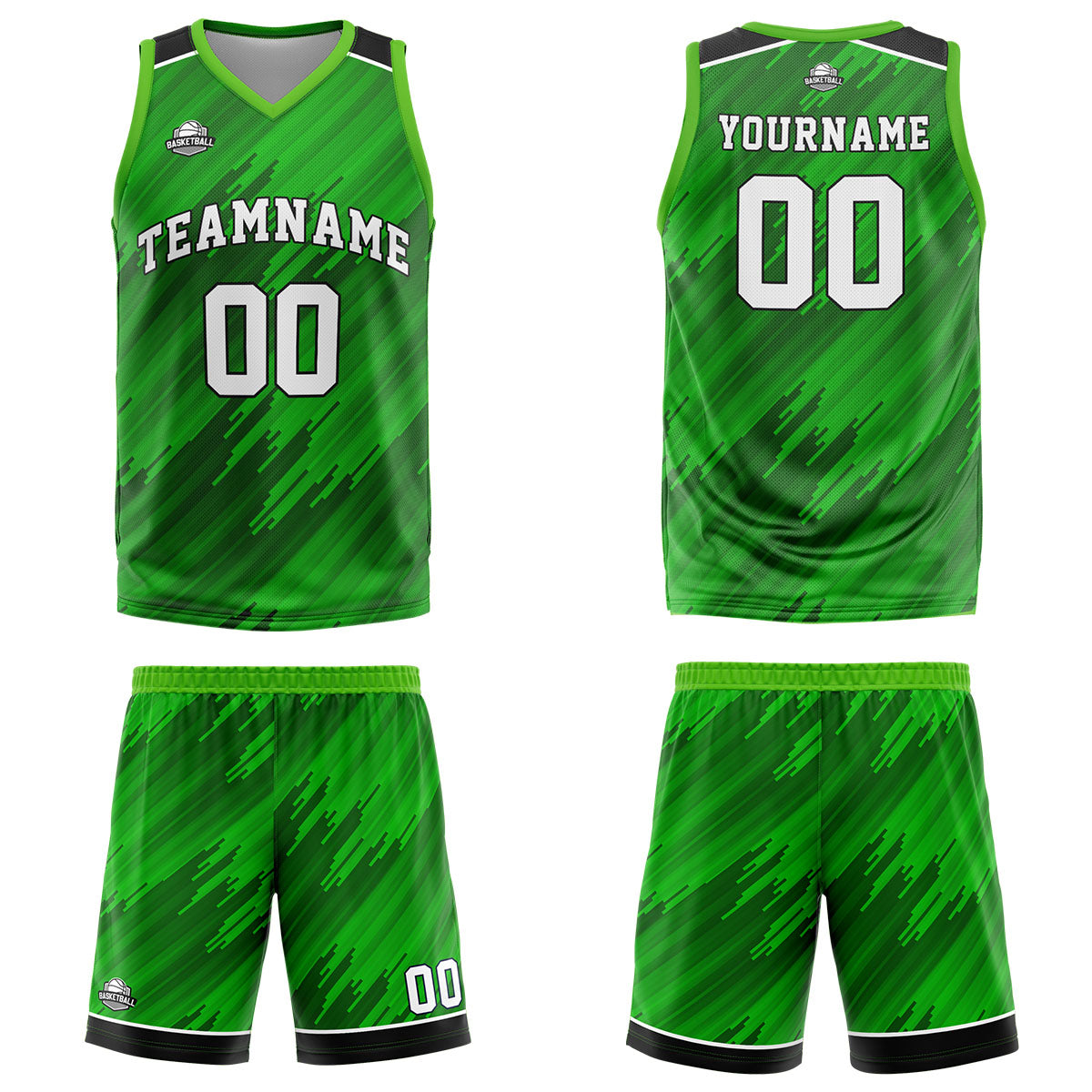 Custom Strip-Type Green Basketball Jersey Uniform Suit Printed Your Logo Name Number