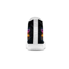 Fireworks Frenzy: Unisex Mid-Top Canvas Shoes - Step into a Burst of Color with Splash Paint Style Fireworks Prints for Men and Women