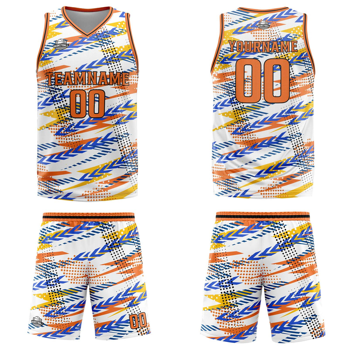 Custom White Orange Basketball Jersey Uniform Suit Printed Your Logo Name Number