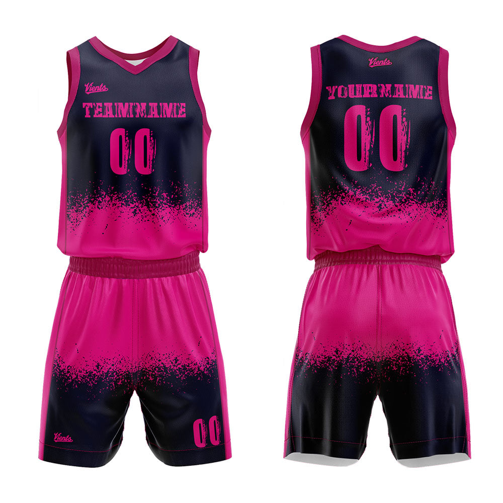 Custom Navy Hot Pink Basketball Jersey Uniform Suit Printed Your Logo Name Number