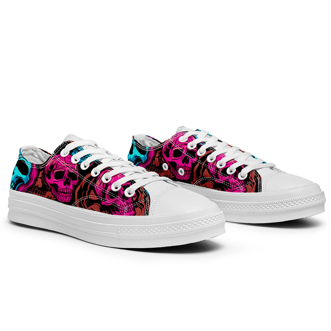 Highlight Your Fashion With Men's and Women's Low-Top Canvas Shoes Skeleton