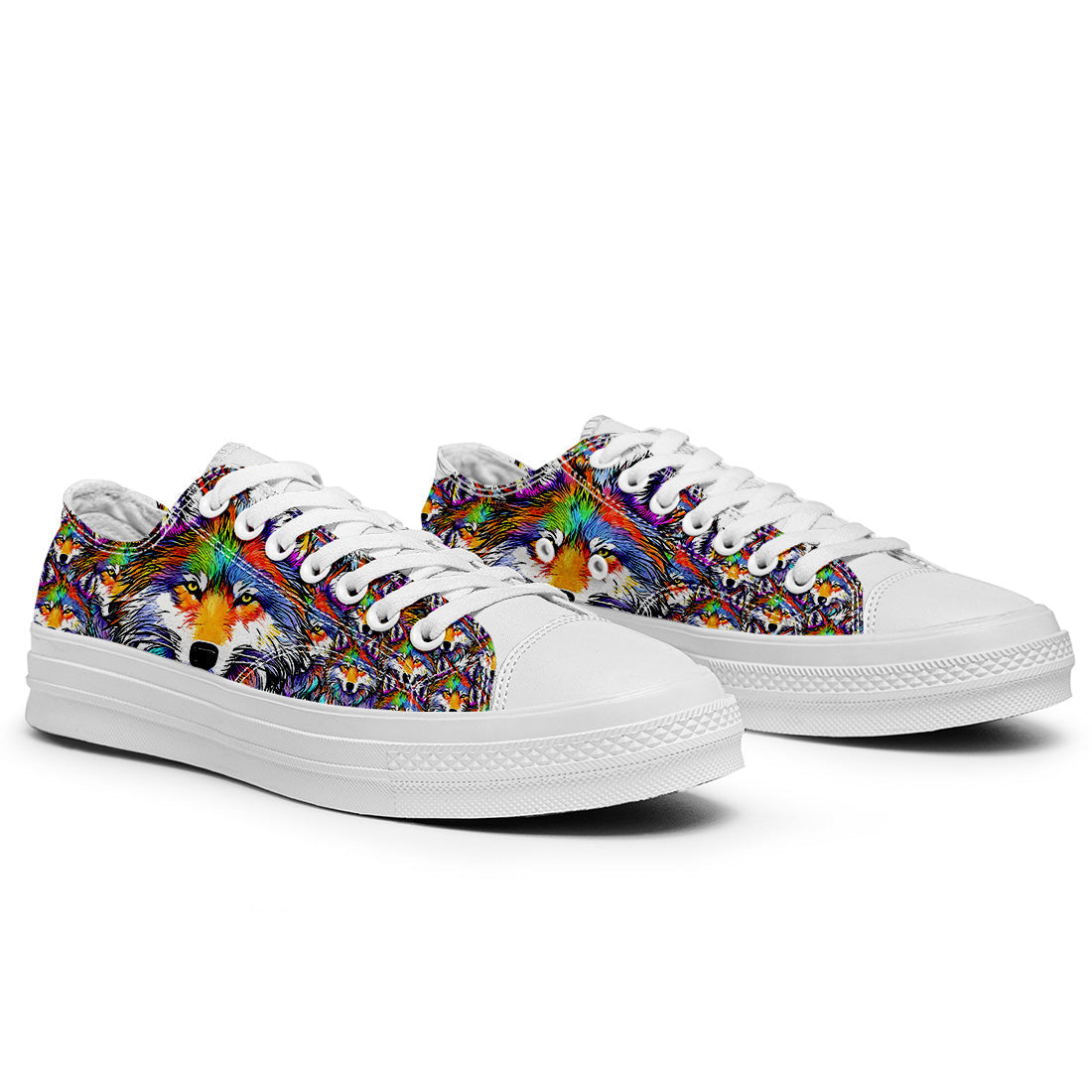 Highlight Your Fashion With Men's and Women's Low-Top Canvas Shoes Wolf