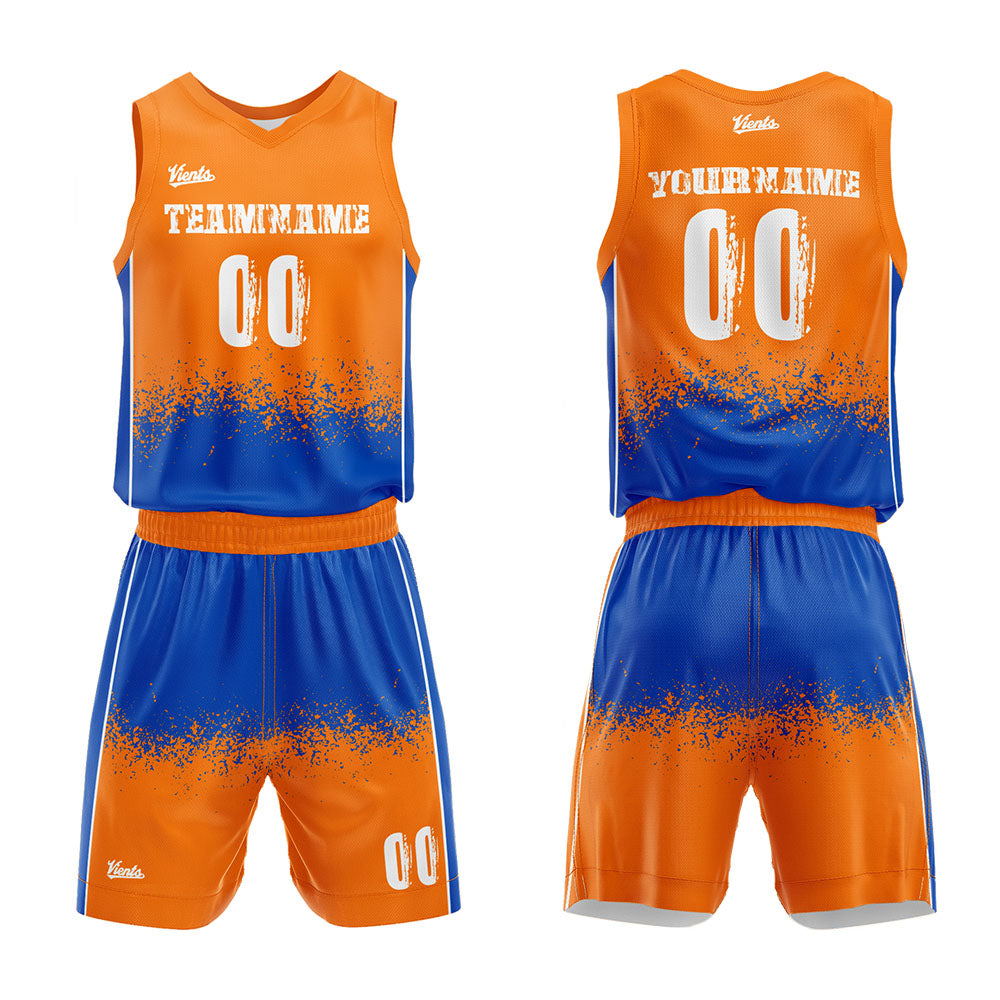 Custom Orange Blue Basketball Jersey Uniform Suit Printed Your Logo Name Number