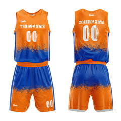 Custom Orange Blue Basketball Jersey Uniform Suit Printed Your Logo Name Number