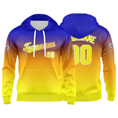 Custom Gradient Sweatshirt Hoodie For Man Woman Girl Boy Print Your Logo Name Number Blue Orange Yellow