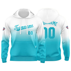 Custom Gradient Sweatshirt Hoodie For Man Woman Girl Boy Print Your Logo Name Number Blue White