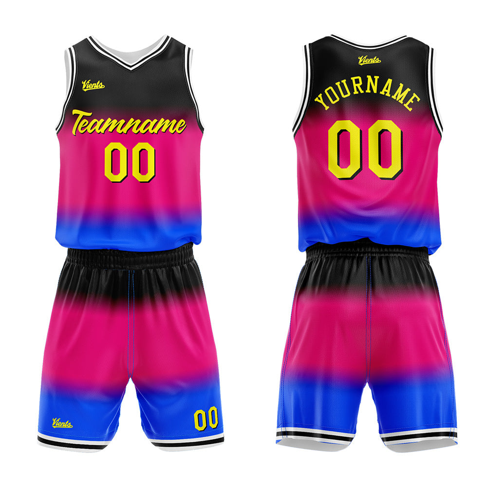 Custom Gradient Hot Pink Basketball Jersey Uniform Suit Printed Your Logo Name Number