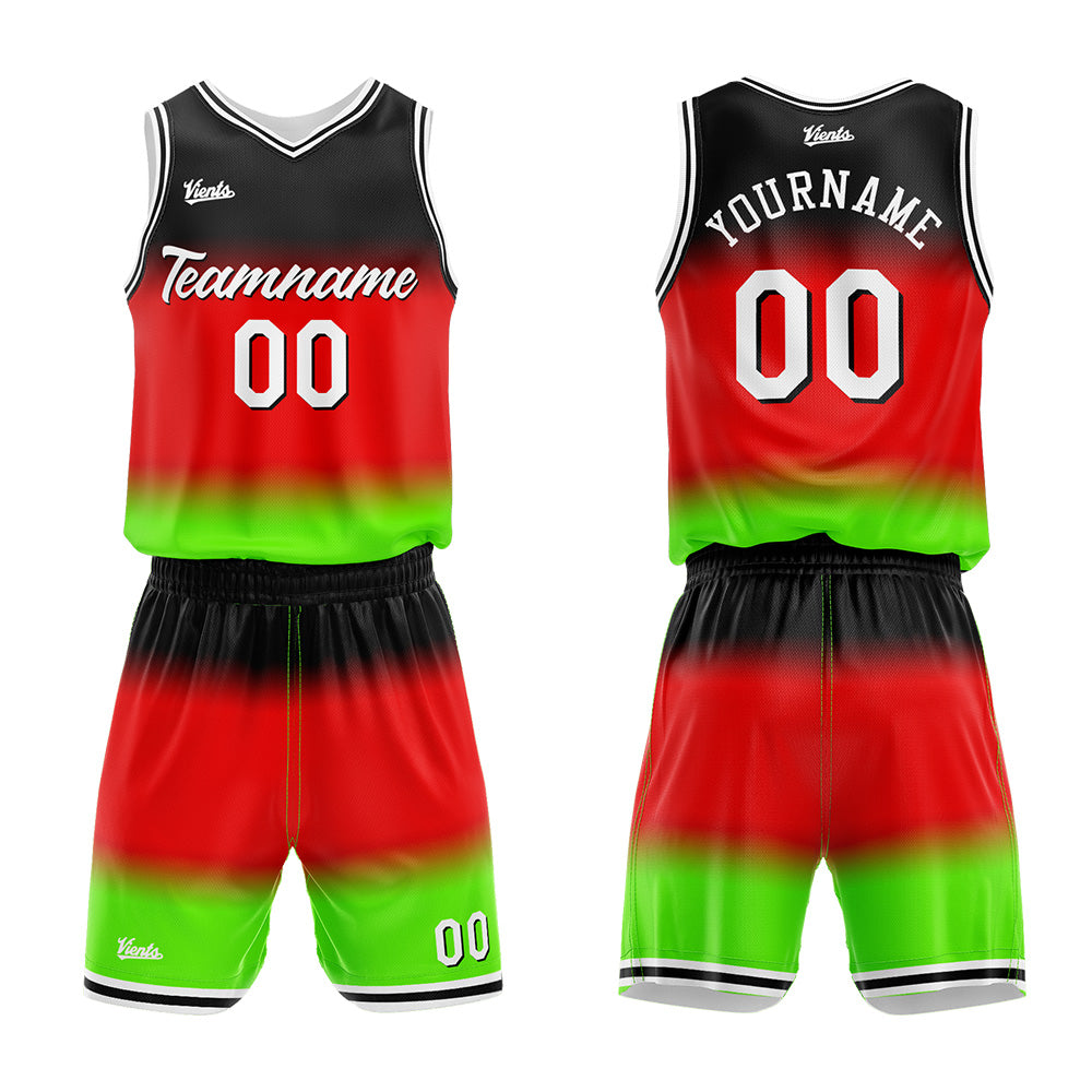 Custom Gradient Red Basketball Jersey Uniform Suit Printed Your Logo Name Number