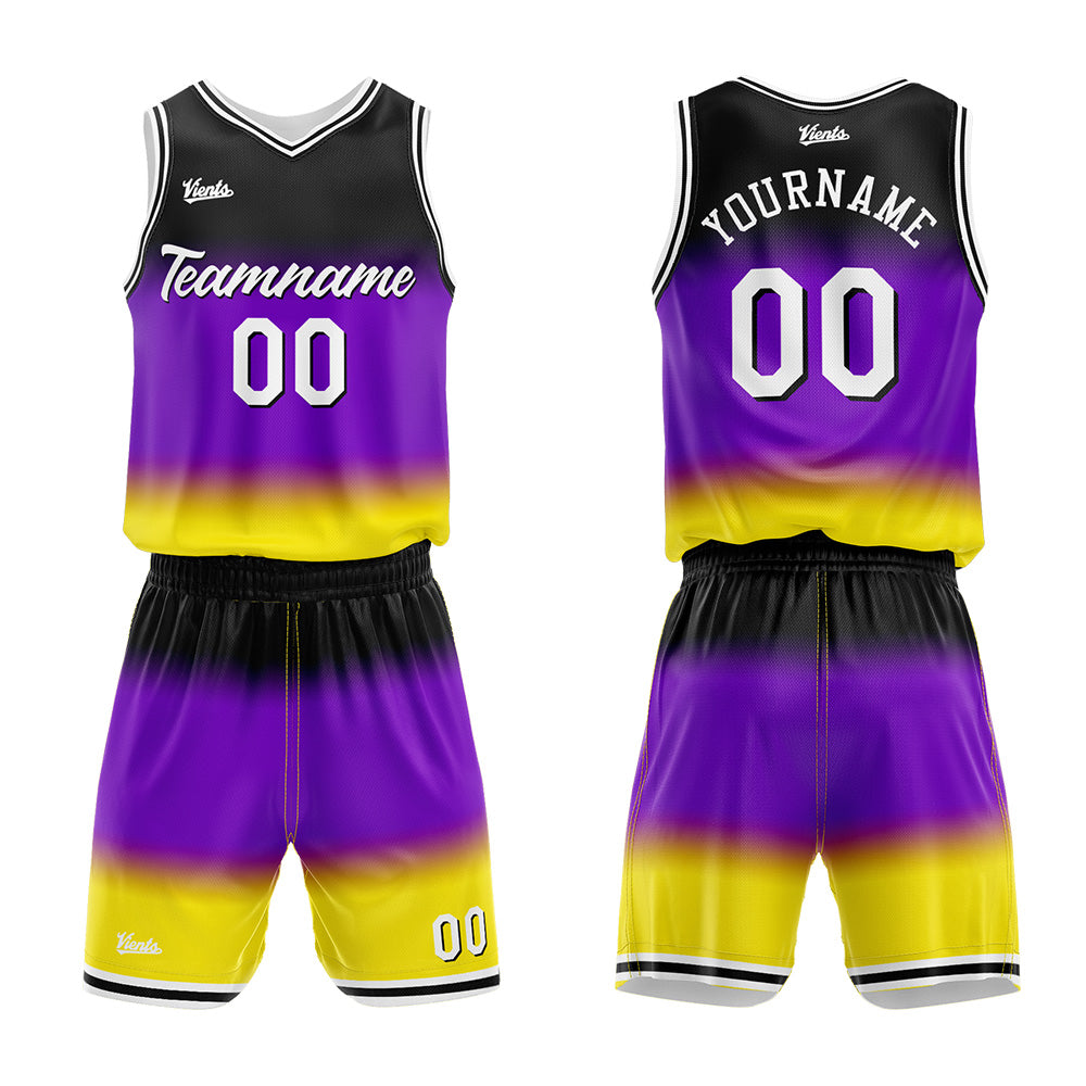 Custom Gradient Purple Basketball Jersey Uniform Suit Printed Your Logo Name Number