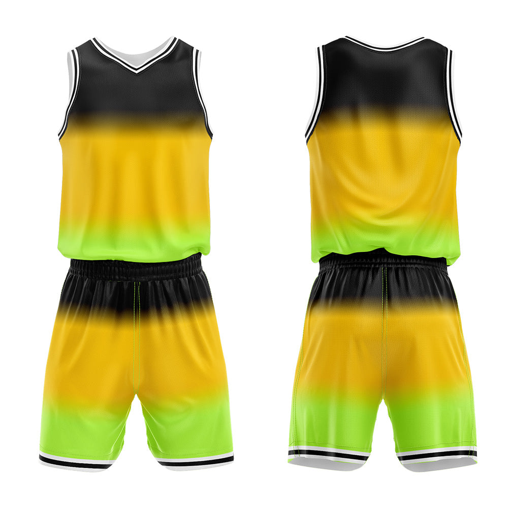 Custom Gradient Yellow Basketball Jersey Uniform Suit Printed Your Logo Name Number