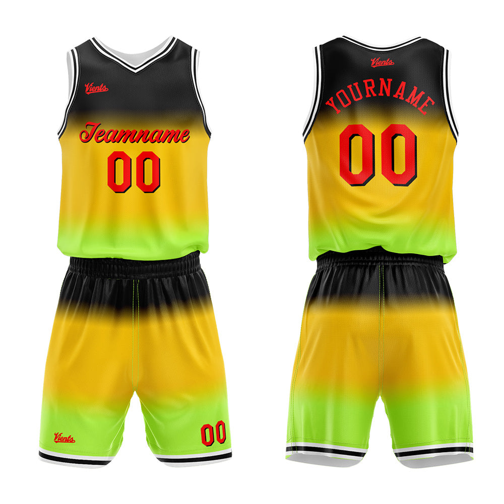 Custom Gradient Yellow Basketball Jersey Uniform Suit Printed Your Logo Name Number