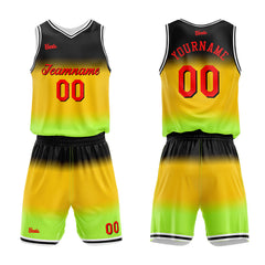Custom Gradient Yellow Basketball Jersey Uniform Suit Printed Your Logo Name Number