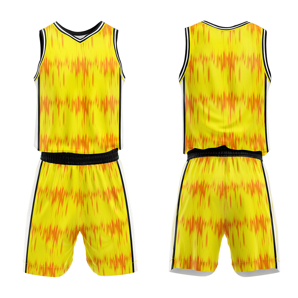 Custom Acoustic Wave Yellow Basketball Jersey Uniform Suit Printed Your Logo Name Number