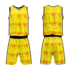 Custom Acoustic Wave Yellow Basketball Jersey Uniform Suit Printed Your Logo Name Number