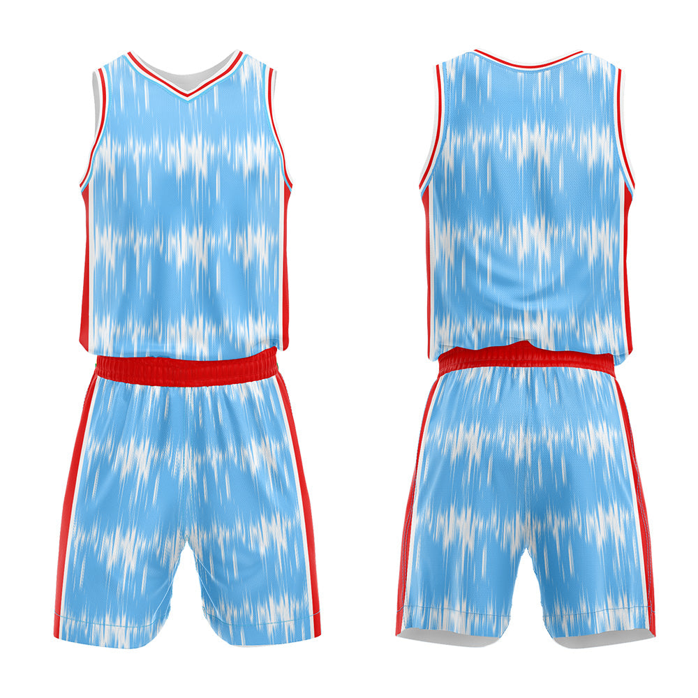 Custom Acoustic Wave Light Blue Basketball Jersey Uniform Suit Printed Your Logo Name Number