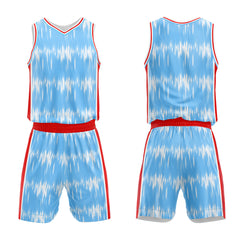 Custom Acoustic Wave Light Blue Basketball Jersey Uniform Suit Printed Your Logo Name Number