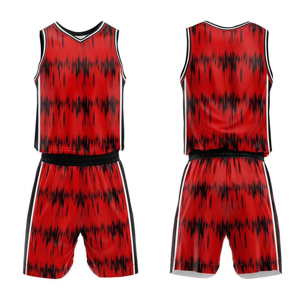 Custom Acoustic Wave Red Basketball Jersey Uniform Suit Printed Your Logo Name Number