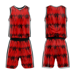Custom Acoustic Wave Red Basketball Jersey Uniform Suit Printed Your Logo Name Number