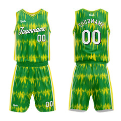Custom Acoustic Wave Green Basketball Jersey Uniform Suit Printed Your Logo Name Number