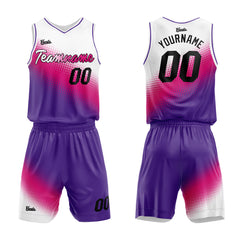 Custom White Hot Pink Purple Basketball Jersey Uniform Suit Printed Your Logo Name Number