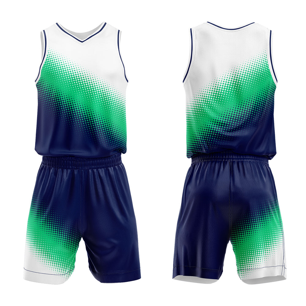 Custom White Green Navy Basketball Jersey Uniform Suit Printed Your Logo Name Number