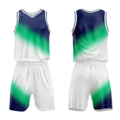 Custom Navy Green White Basketball Jersey Uniform Suit Printed Your Logo Name Number