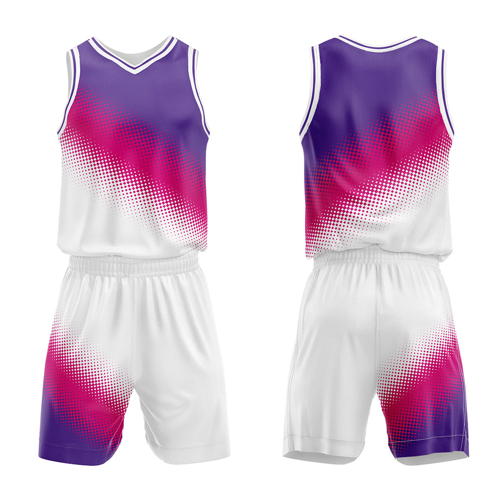 Custom Purple Hot Pink White Basketball Jersey Uniform Suit Printed Your Logo Name Number