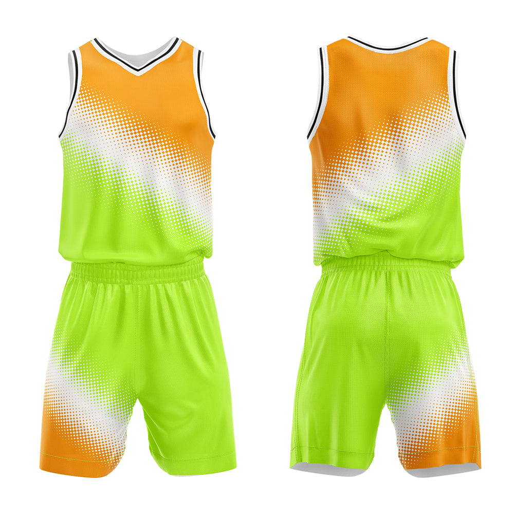 Custom Orange White Green Basketball Jersey Uniform Suit Printed Your Logo Name Number