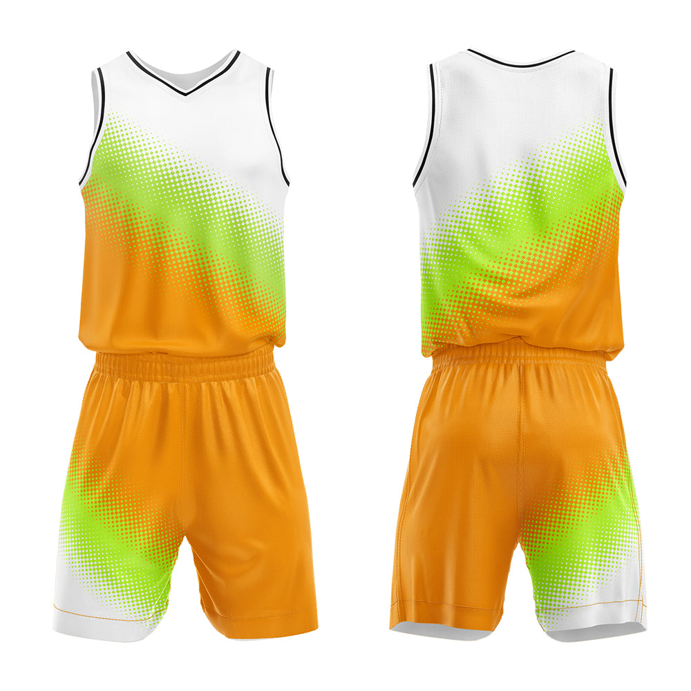 Custom White Green Orange Basketball Jersey Uniform Suit Printed Your Logo Name Number