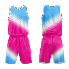 Custom Light Blue White Hot Pink Basketball Jersey Uniform Suit Printed Your Logo Name Number