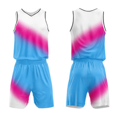 Custom White Hot Pink Light Blue Basketball Jersey Uniform Suit Printed Your Logo Name Number
