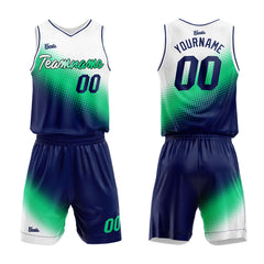 Custom White Green Navy Basketball Jersey Uniform Suit Printed Your Logo Name Number