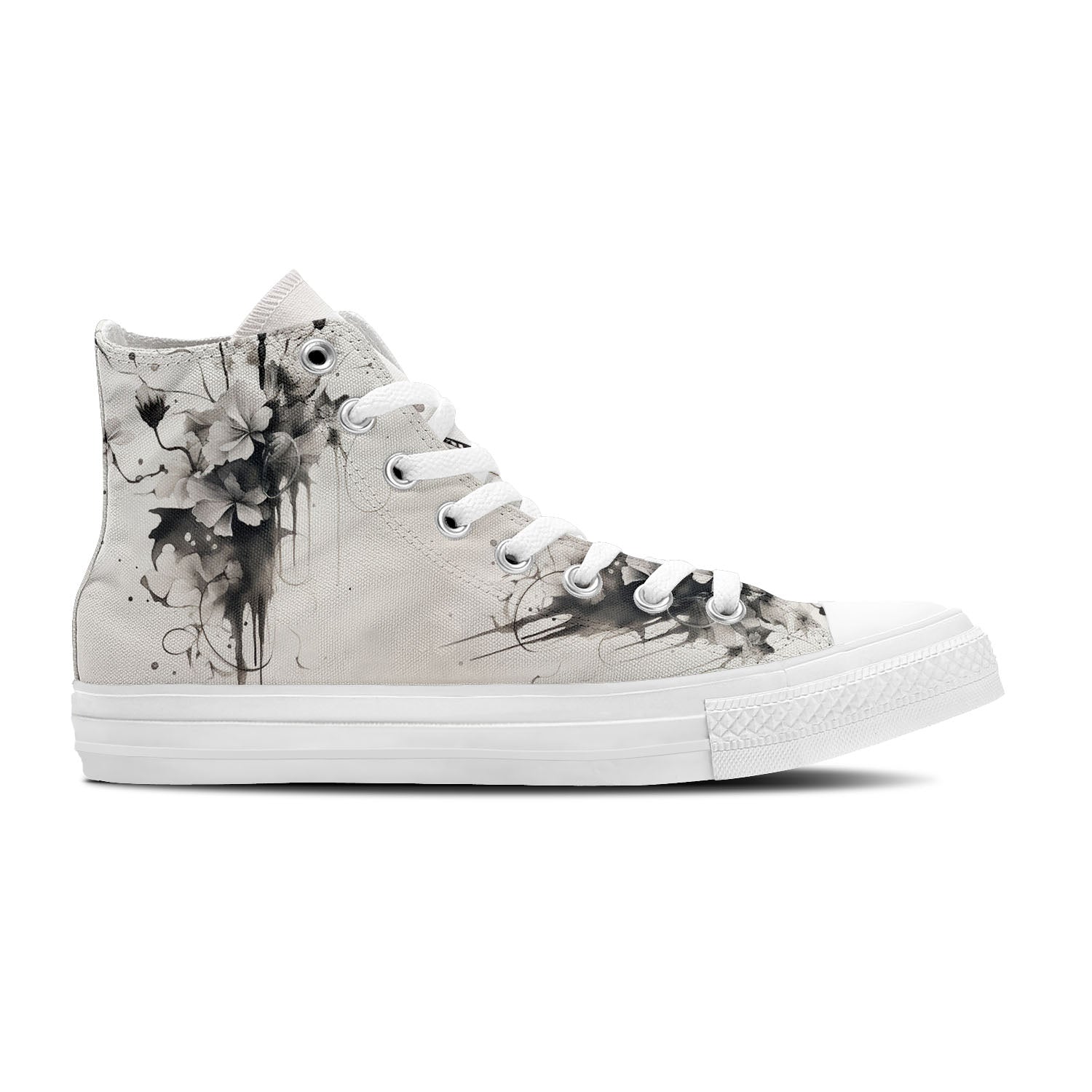 Dragonfly Dreams: Central-High Canvas Shoes featuring Japanese Ink Styling – Unisex Fashion Inspired by the Artistry of the East