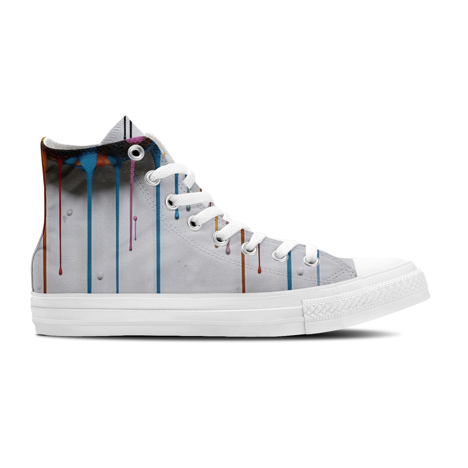 Abstract Canine Chic: Men and Women's Mid-Top Canvas Shoes - Embrace the Fusion of Art and Furry Friends with Dripping Art Dog Imagery