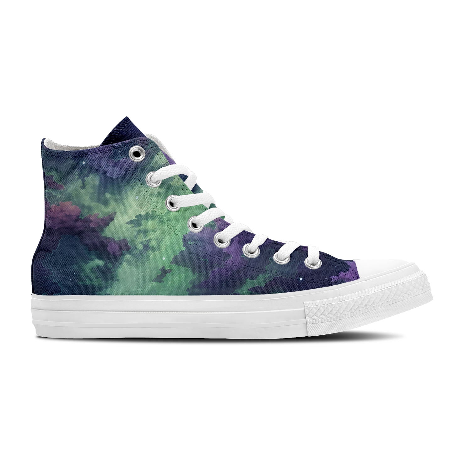 Galactic Allure: Men and Women's Mid-Top Canvas Shoes - Explore the Cosmos with Night Sky Elegance