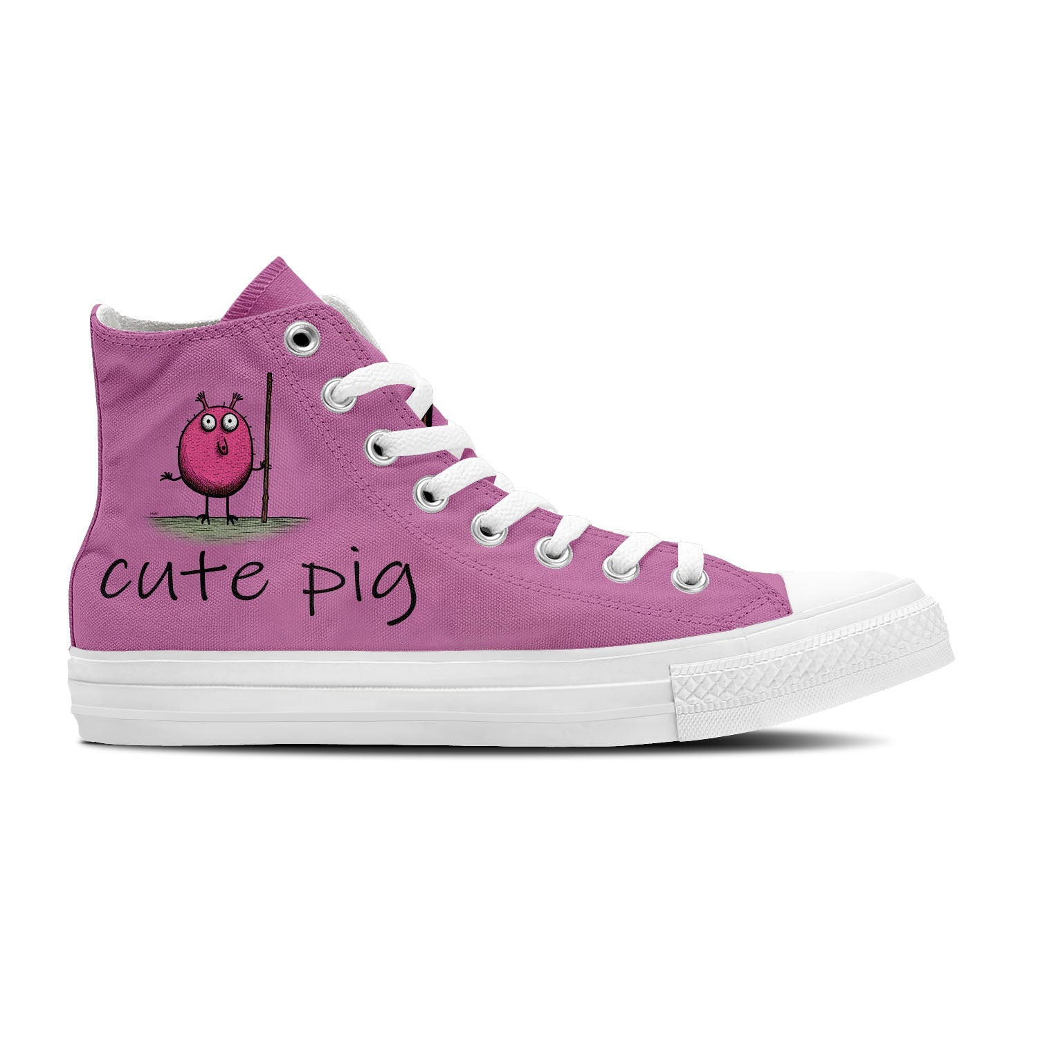 Adorable Oink: Step into Cuteness with our Mid-Top Canvas Shoes featuring Playful Piglet Drawings – Fun Fashion for Men and Women