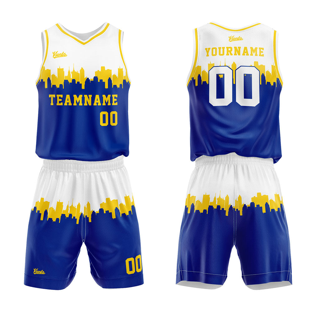Custom White Blue Basketball Jersey Uniform Suit Printed Your Logo Name Number