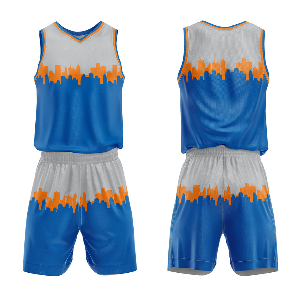 Custom Gray Blue Basketball Jersey Uniform Suit Printed Your Logo Name Number