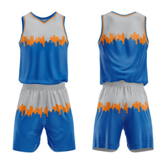 Custom Gray Blue Basketball Jersey Uniform Suit Printed Your Logo Name Number