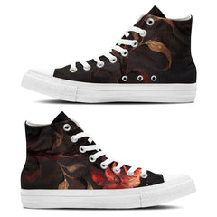 Blood Rose Symphony: Unleash the Mysterious Charm of Red Roses in Our Gothic Mid-Top Canvas Shoes